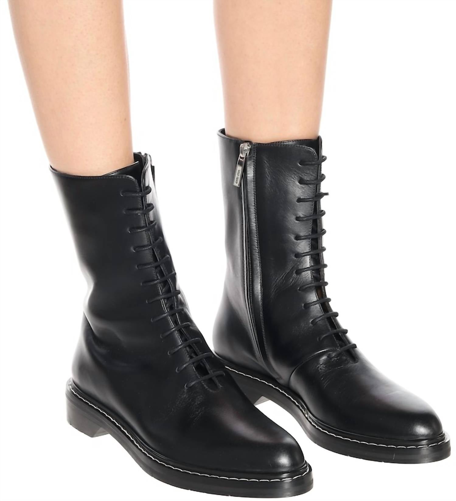 The Row - Women's Fara Leather Combat Boots