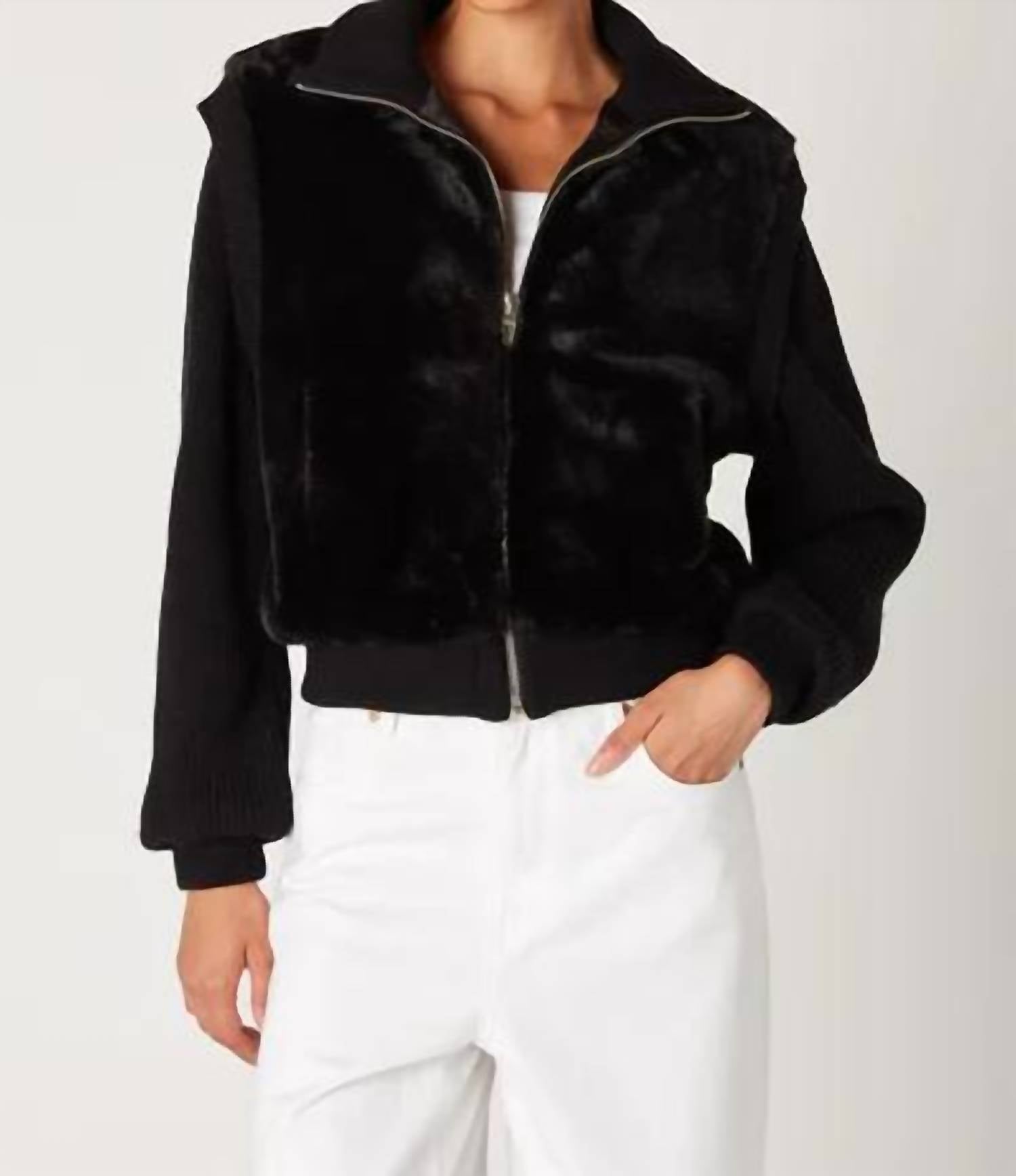 Blanknyc - Faux Fur Knit Bomber Jacket
