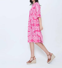 Blueberry - Split Neck Tunic Midi Dress