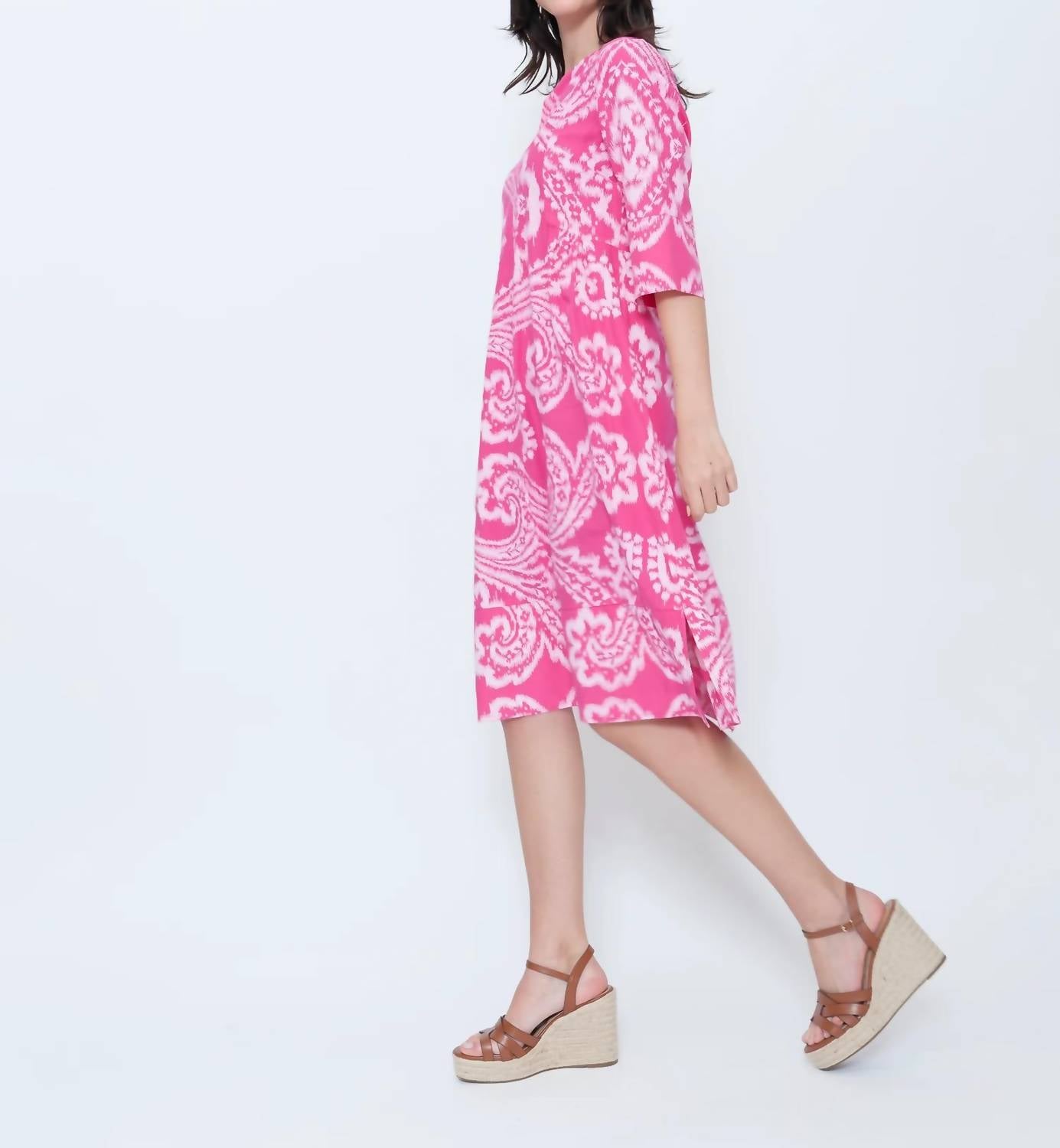 Blueberry - Split Neck Tunic Midi Dress