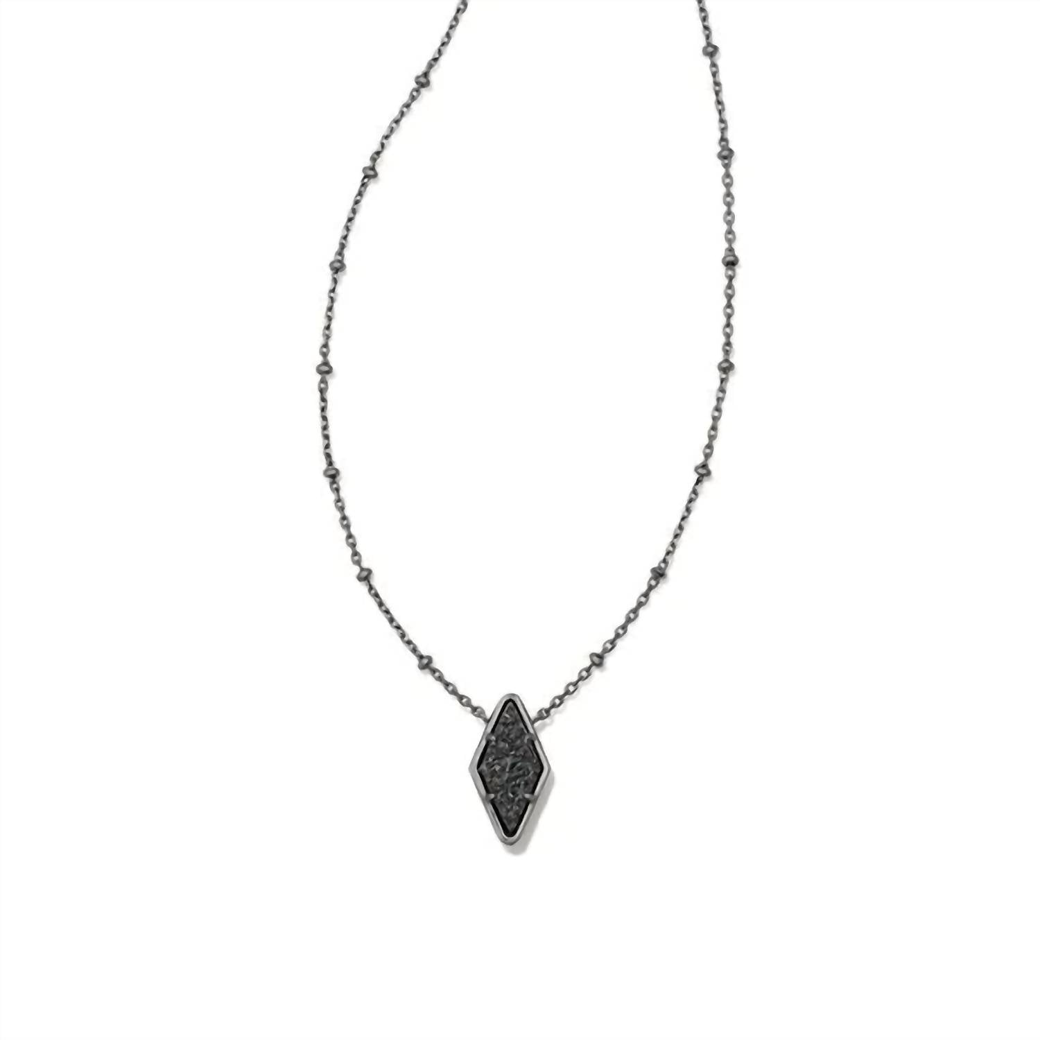 Kendra Scott Women's Kinsley Necklace in gun metal - women's jewelry - detail view