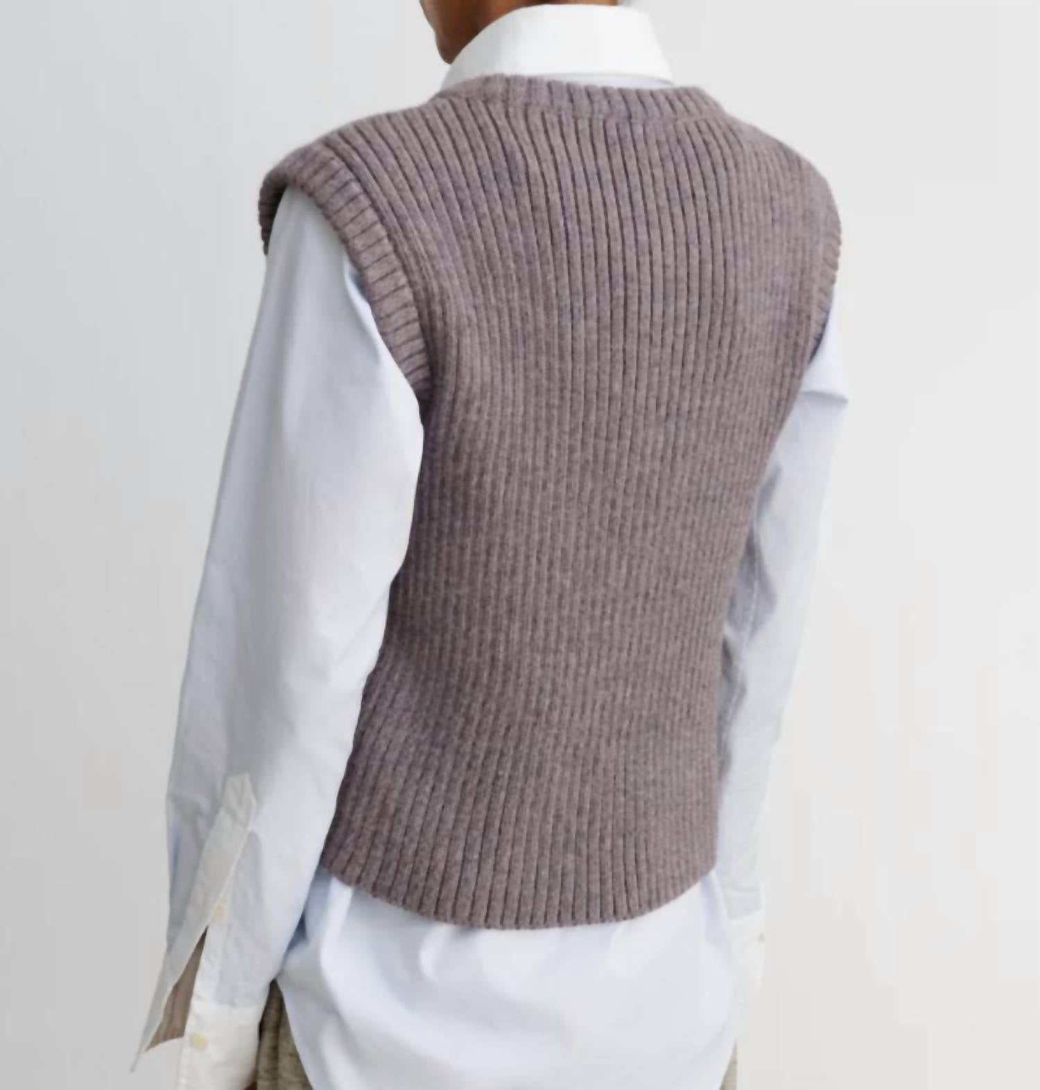 RACHEL COMEY Hilman Sleeveless Vest in dusty mauve - women's jacket - detail view