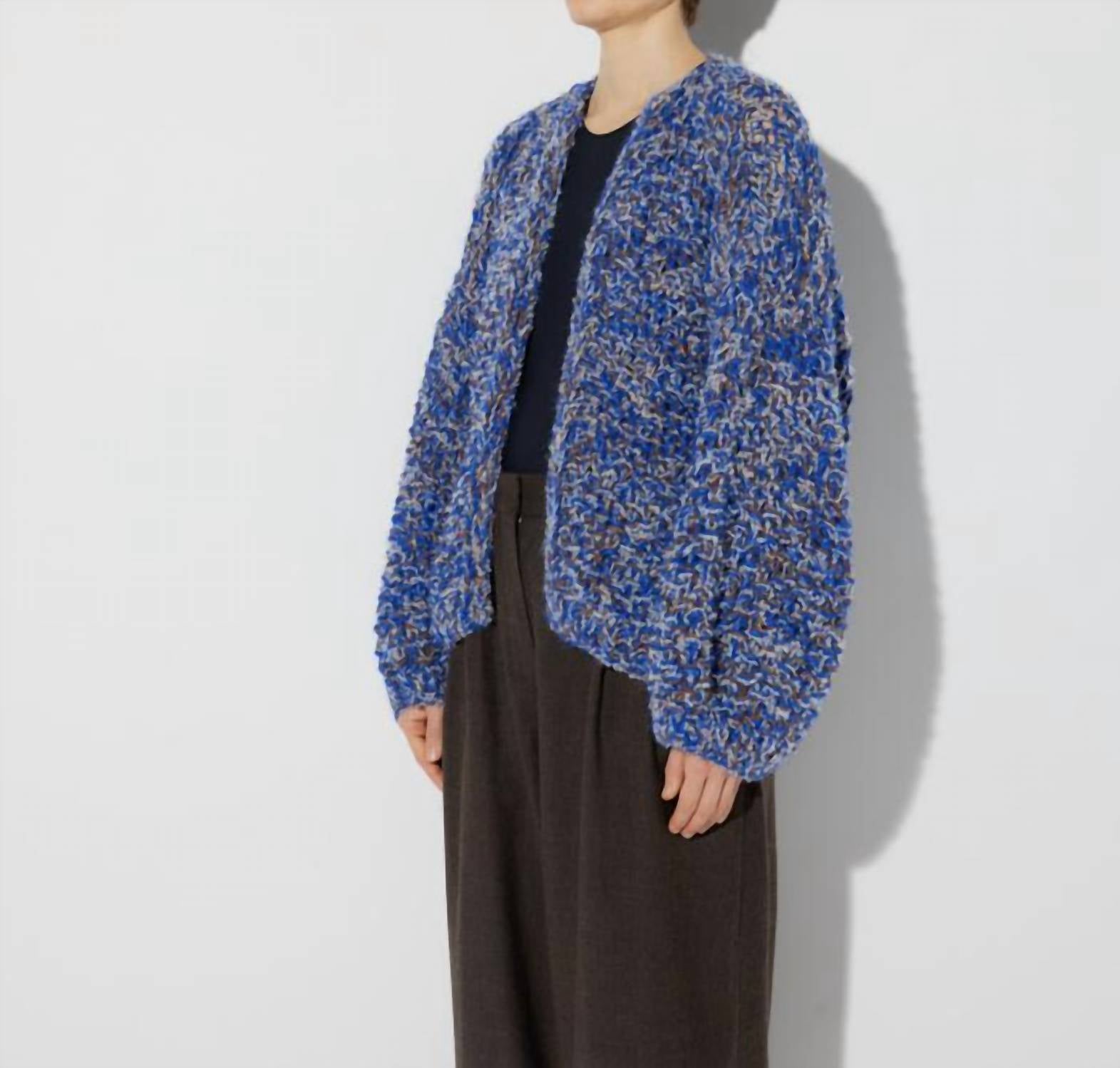 Maiami - Alpaca Tweed Mix Pearl Pattern Bomber Cardigan