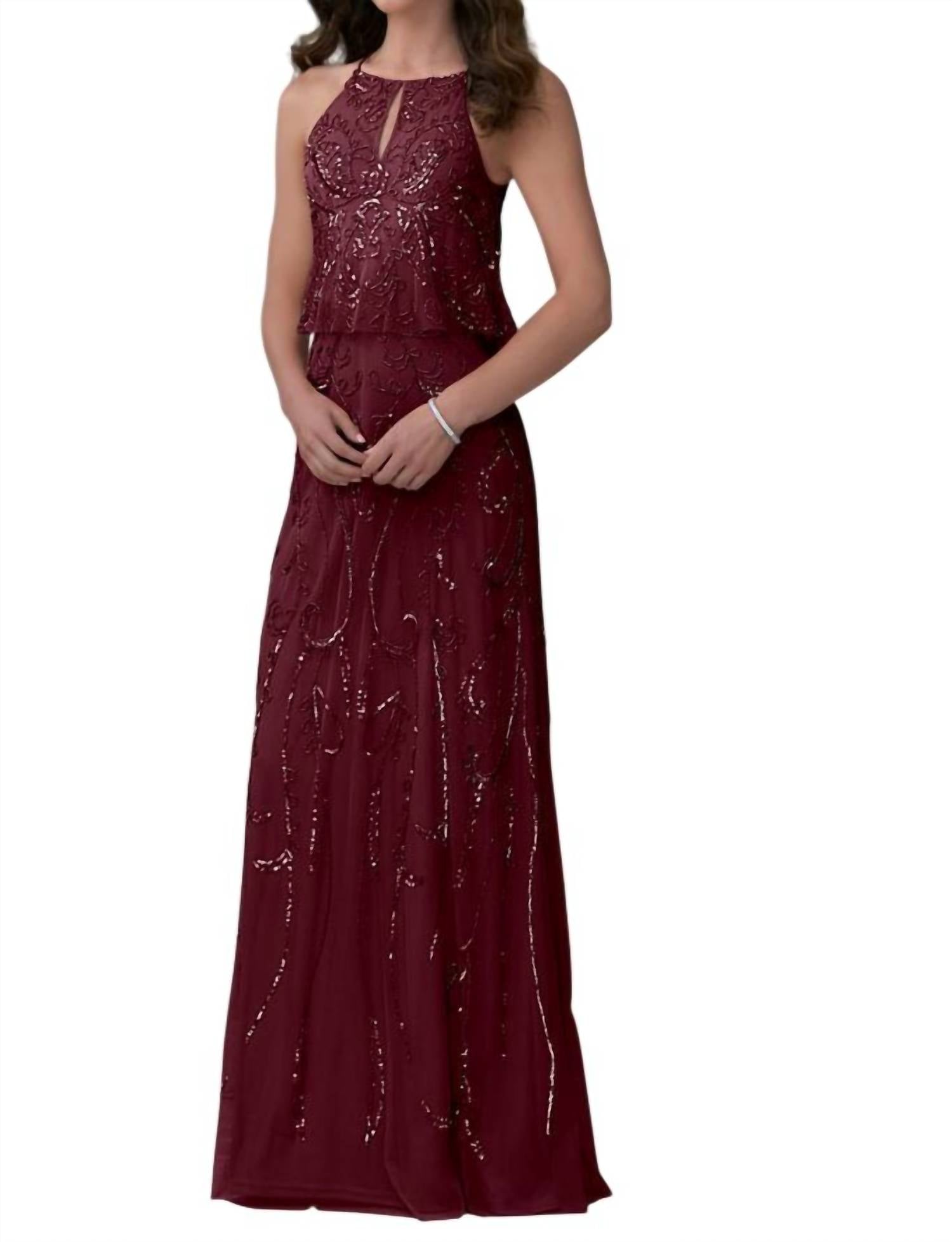 Adrianna Papell Cutaway Back Dress in mahogany - women's dress