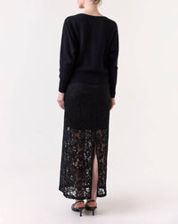 Brodie Cashmere Maldives Boat Neck Sweater in black - women's sweater - alternate view