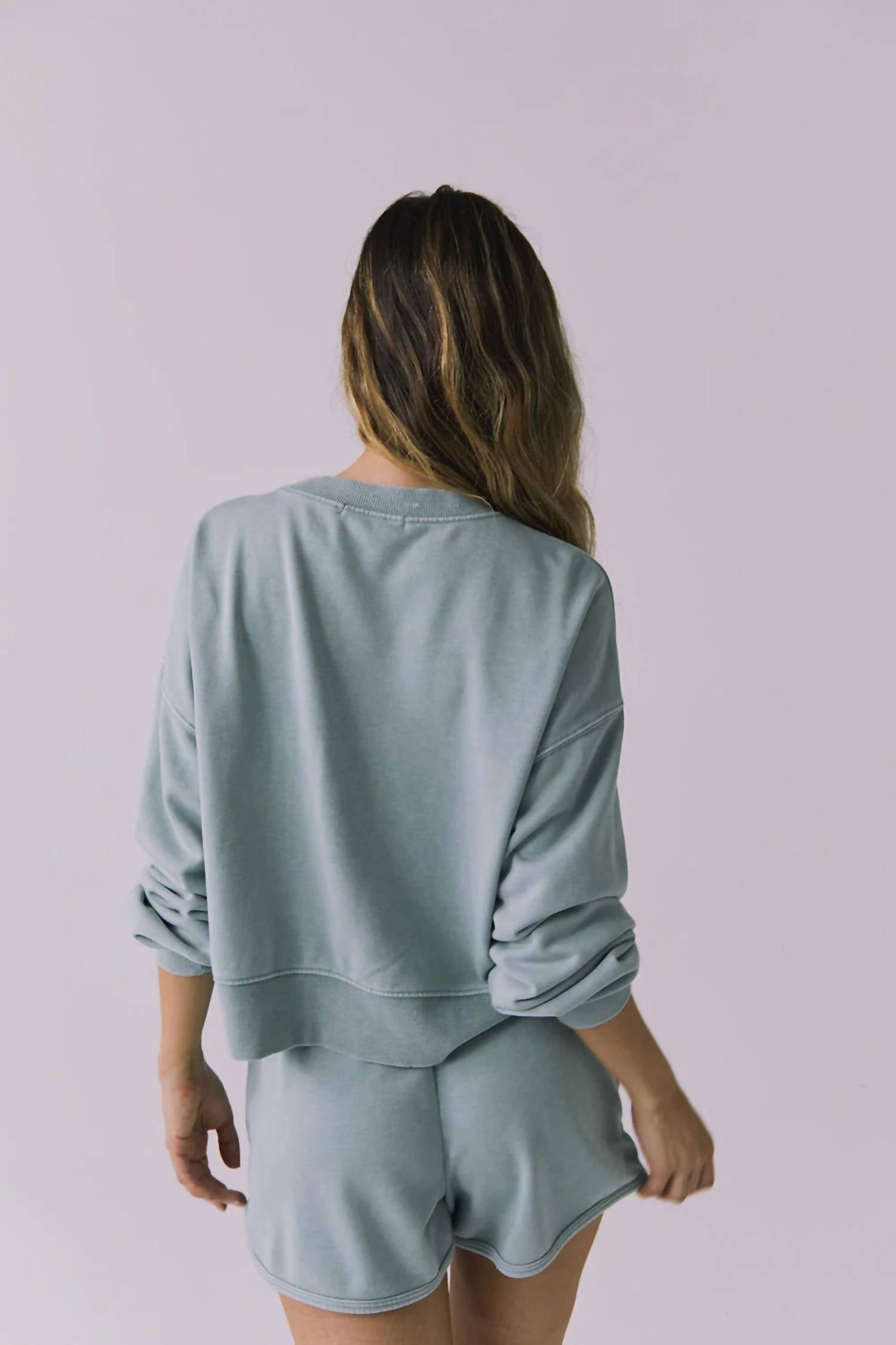 Chaser Casbah Crop Pullover in garden sage - women's shirt - alternate view
