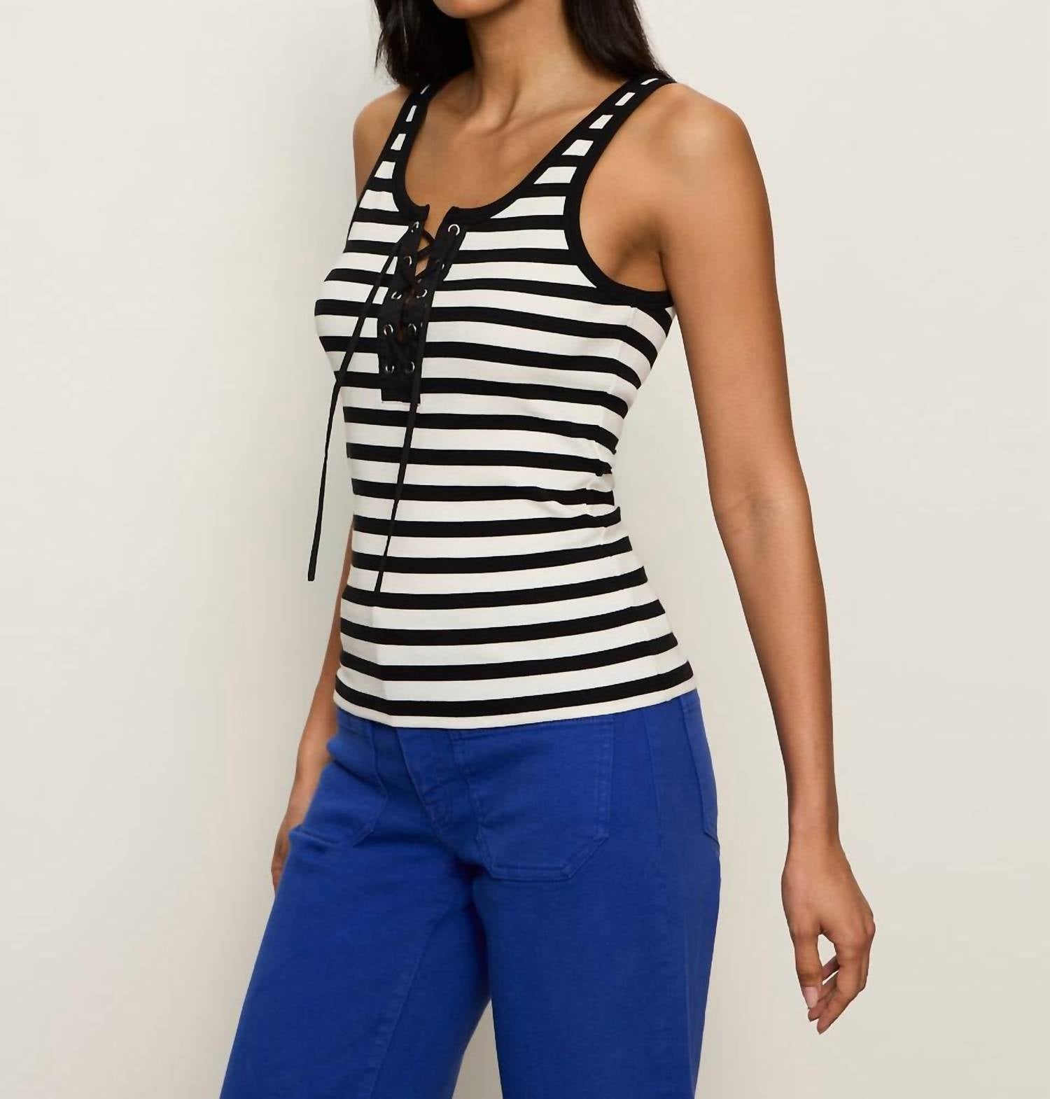 Sanctuary - Lace Up Stripe Tank Top