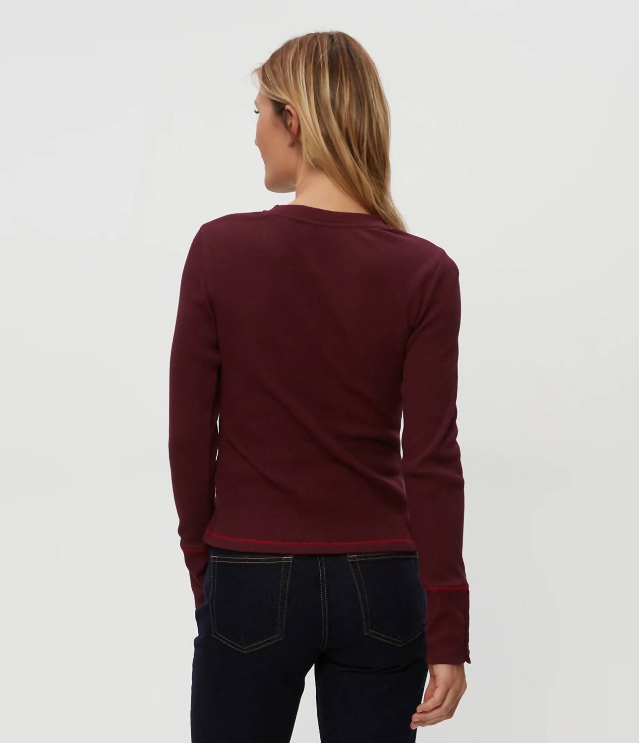 Michael Stars Willa Thermal Top in velvet - women's long sleeve top - alternate view