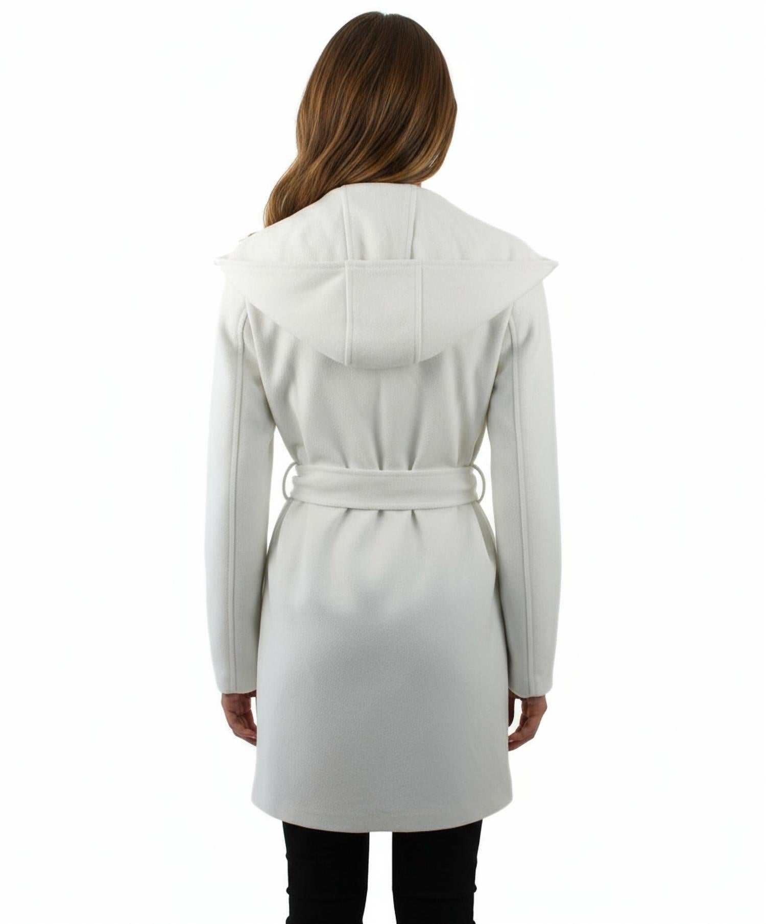 Monoreno - Hooded Shawl Collar Wrap Coat