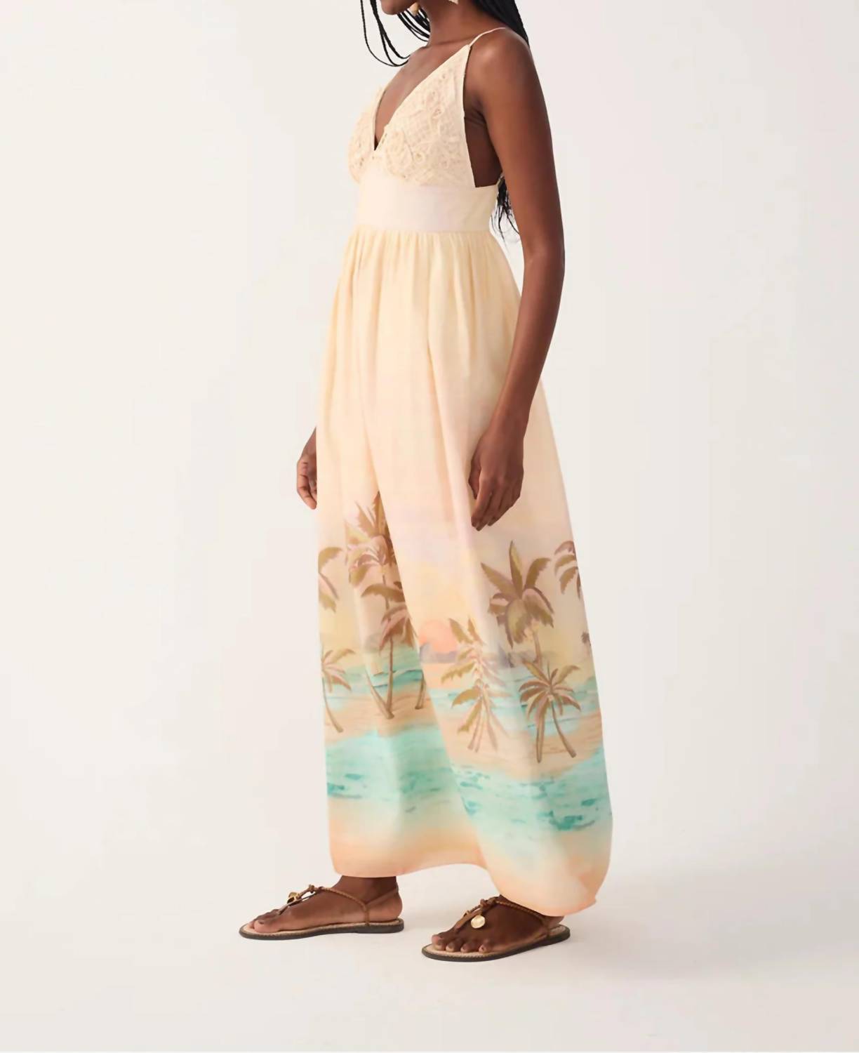 Dress To - Tropical Embroidered Bodice Maxi Dress