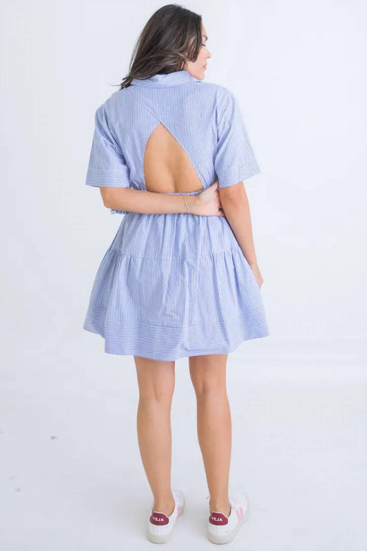 Karlie - Women's Stripe Poplin Button Up Dress