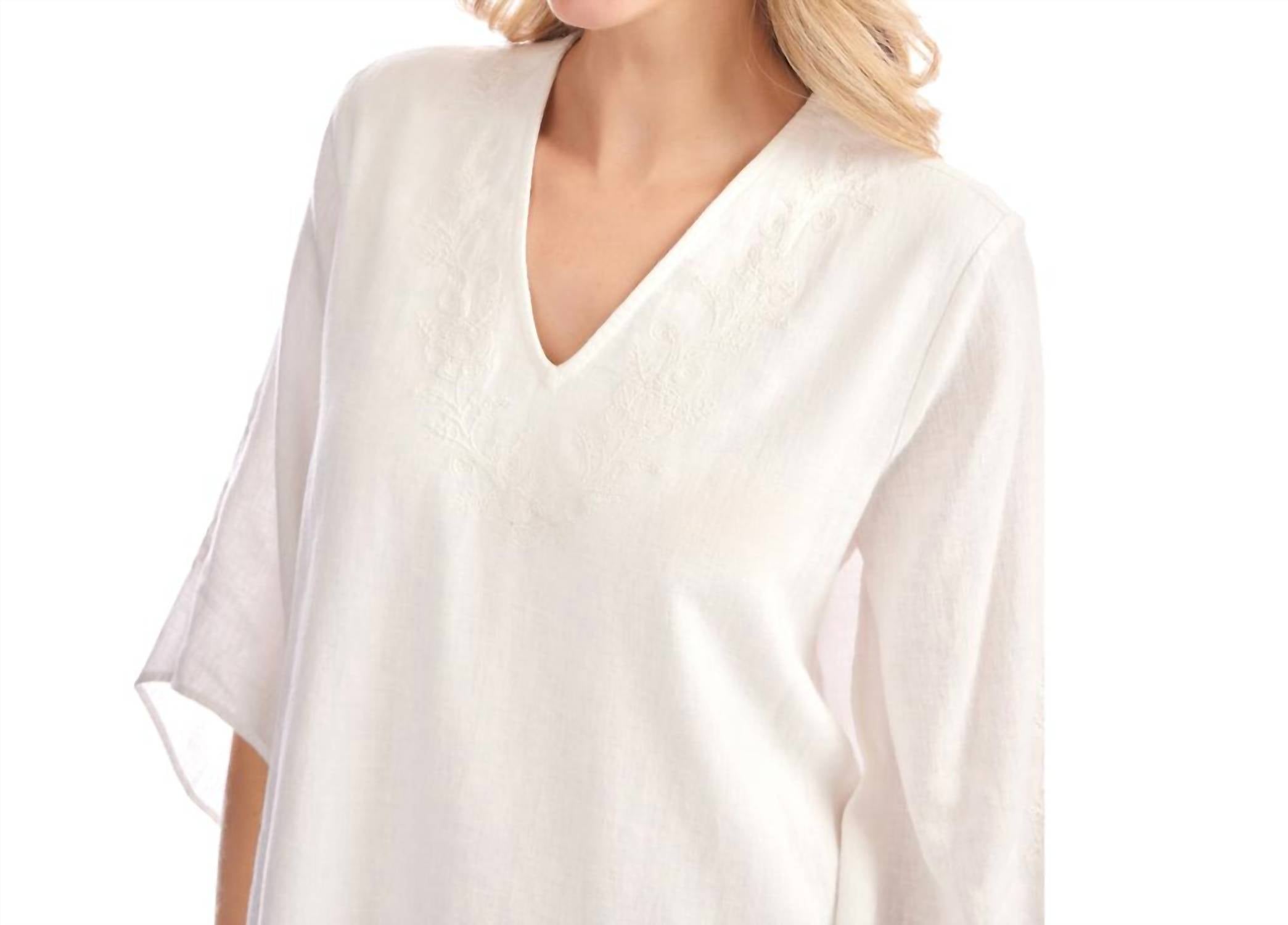 Karen Kane - Bracelet Sleeve Embroidered Asymmetric Top