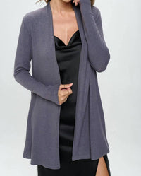 Renee C - Brushed Knit Draped Cardigan With Cashmere Feel