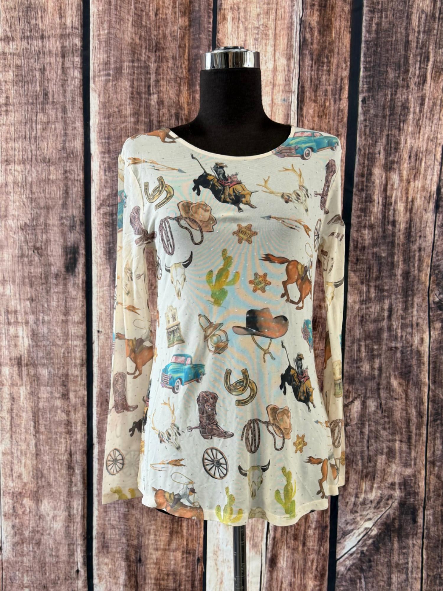 Origami - Women's Wild West Mesh Top