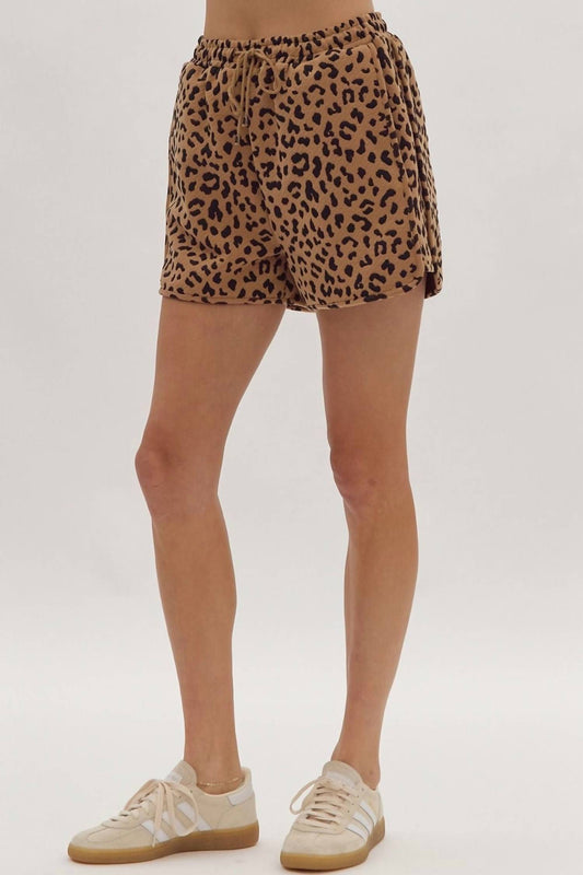Entro - Animal Print Drawstring Shorts