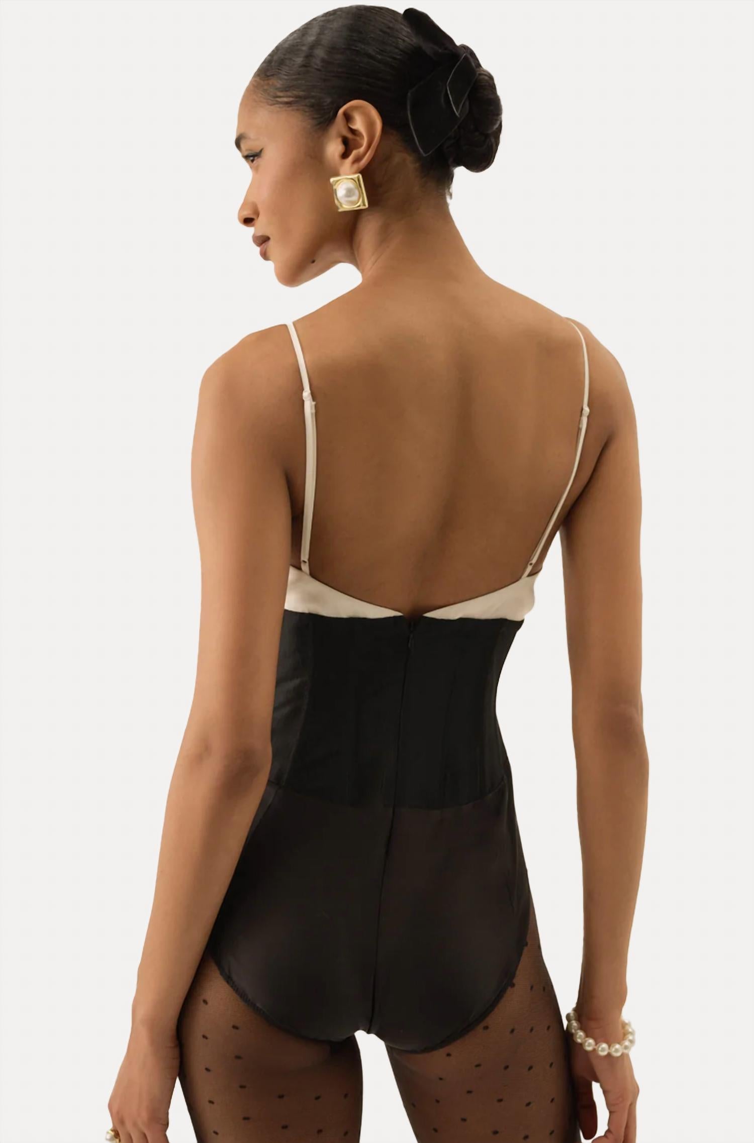 For Love & Lemons - Emalie Taffeta Spaghetti Strap Bodysuit