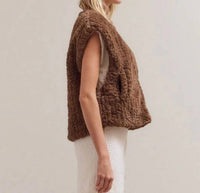 Nyland Seraphina Faux Fur Zip Up Vest in brown - women's jacket - alternate view