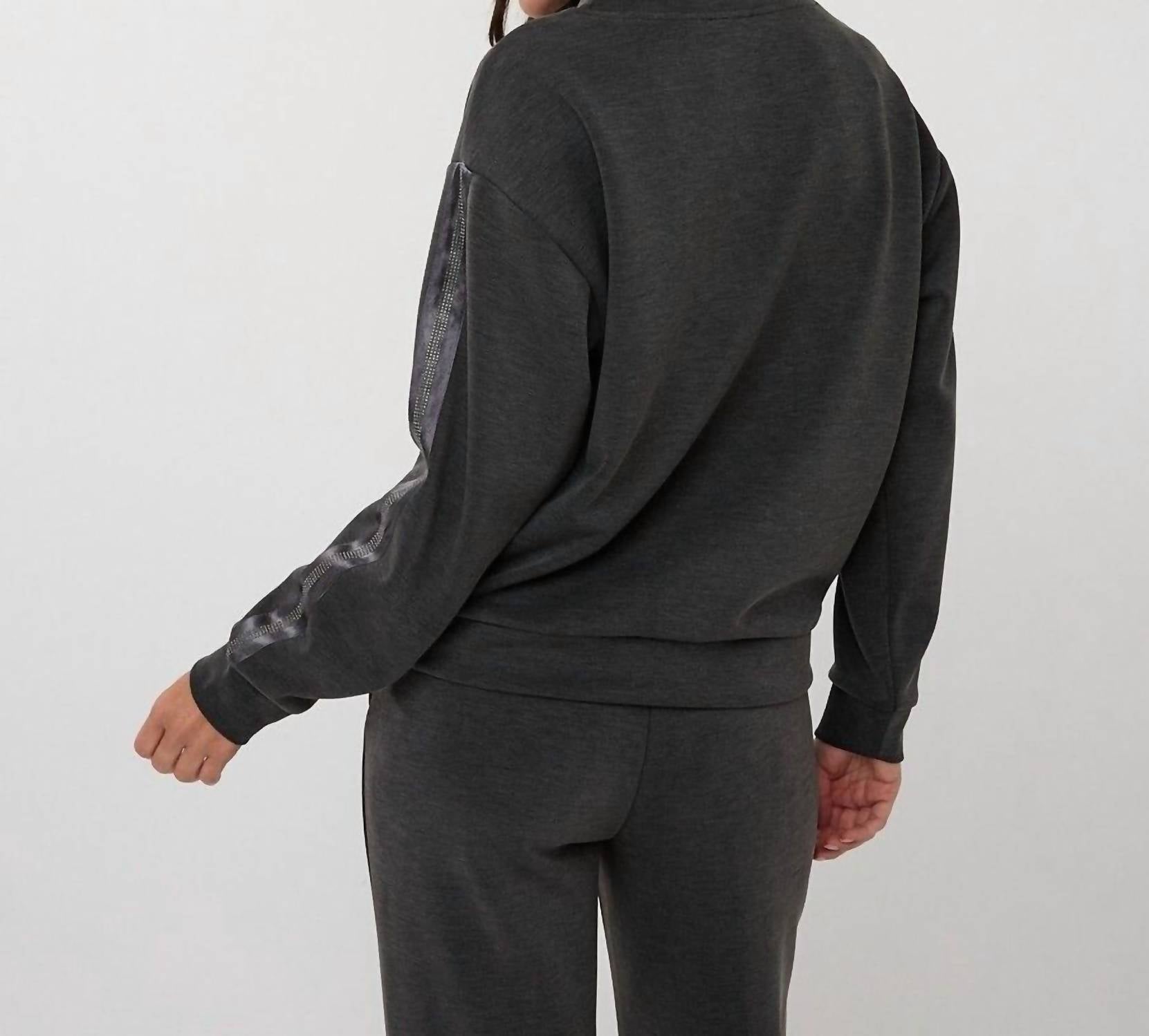 Esqualo - Modal Sweatshirt With Rhinestone Trim