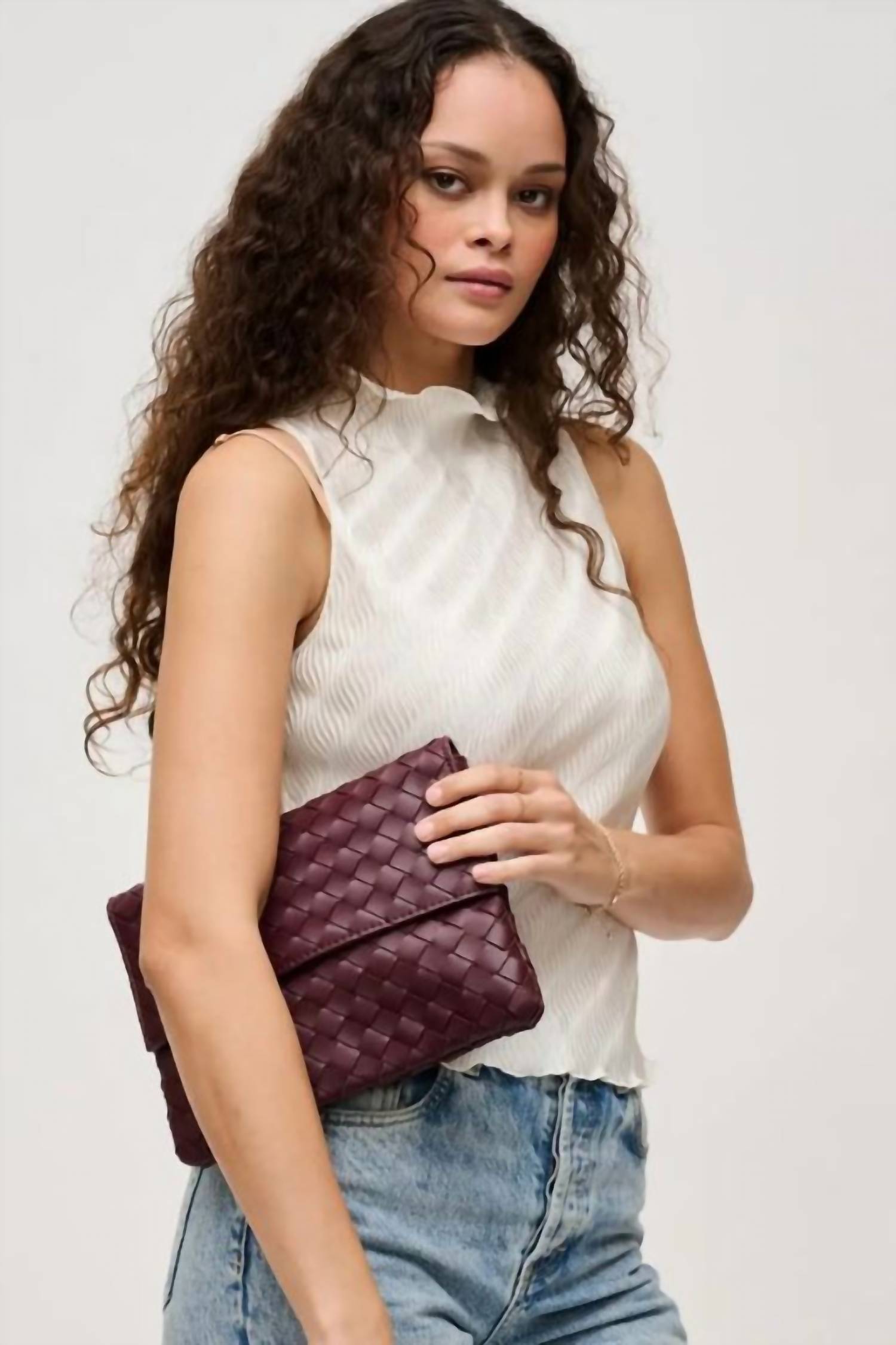 Urban Expressions Women's Ivy Woven Clutch in wine - women's bag - alternate view