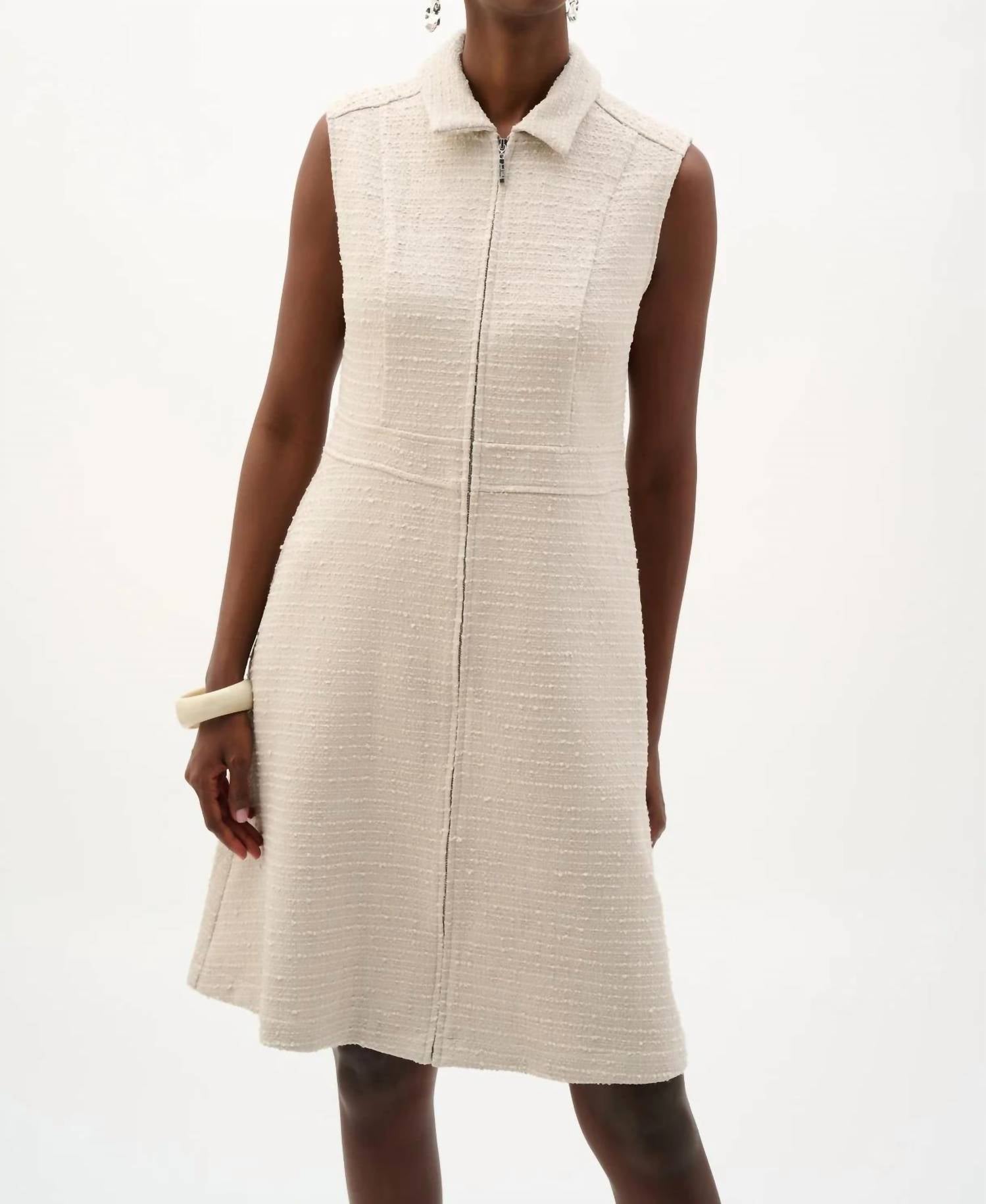 Joseph Ribkoff Boucle Aline Dress in moonstone - women's dress - detail view