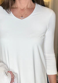 Multiples - 3/4 Sleeve V Neck Top
