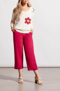Tribal - Tess Three Quarter Sleeve Jacquard Sweater