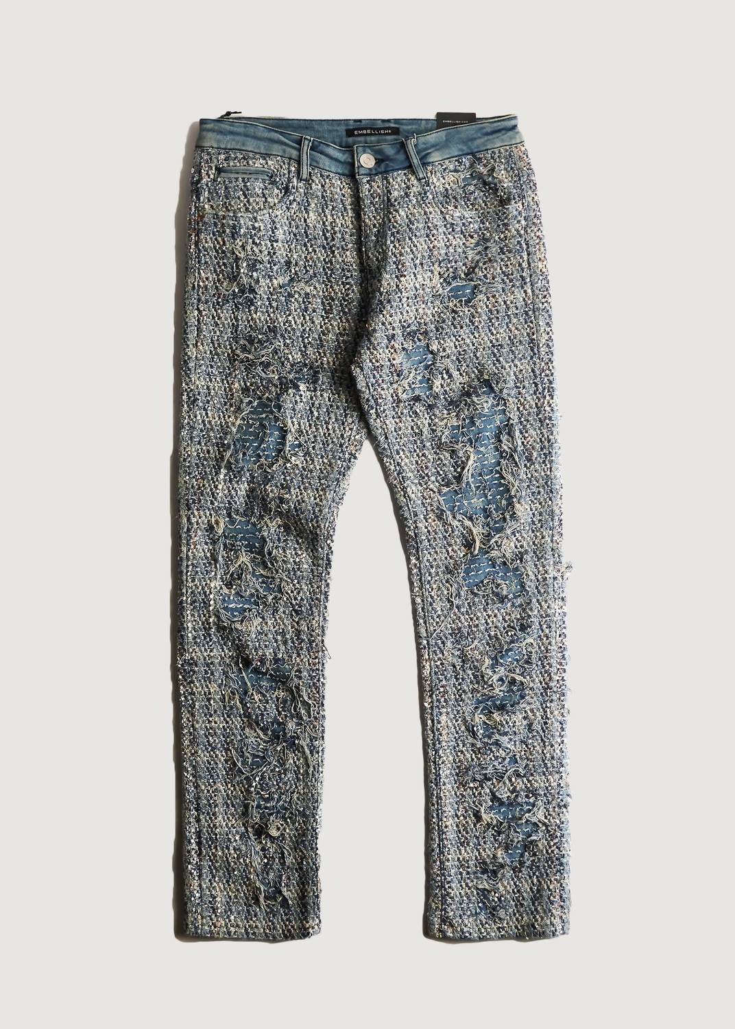EMBELLISH Men's Salvage Denim Jeans in blue - men's jeans