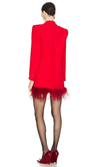 NBD Yvette Double-breasted Mini Blazer Dress in red - women's dress - detail view