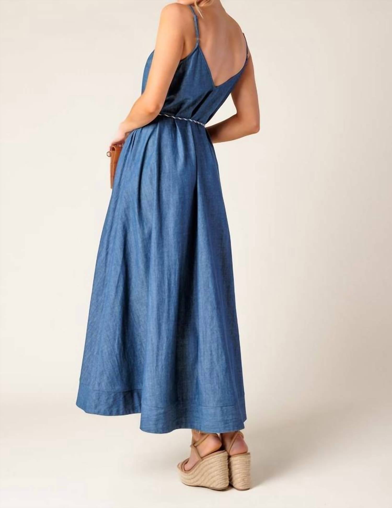 Flying Tomato - Washed Denim Midi Dress