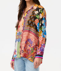 Johnny Was THE AUDREY SHIRT in magnolia patchwork - women's blouse - detail view