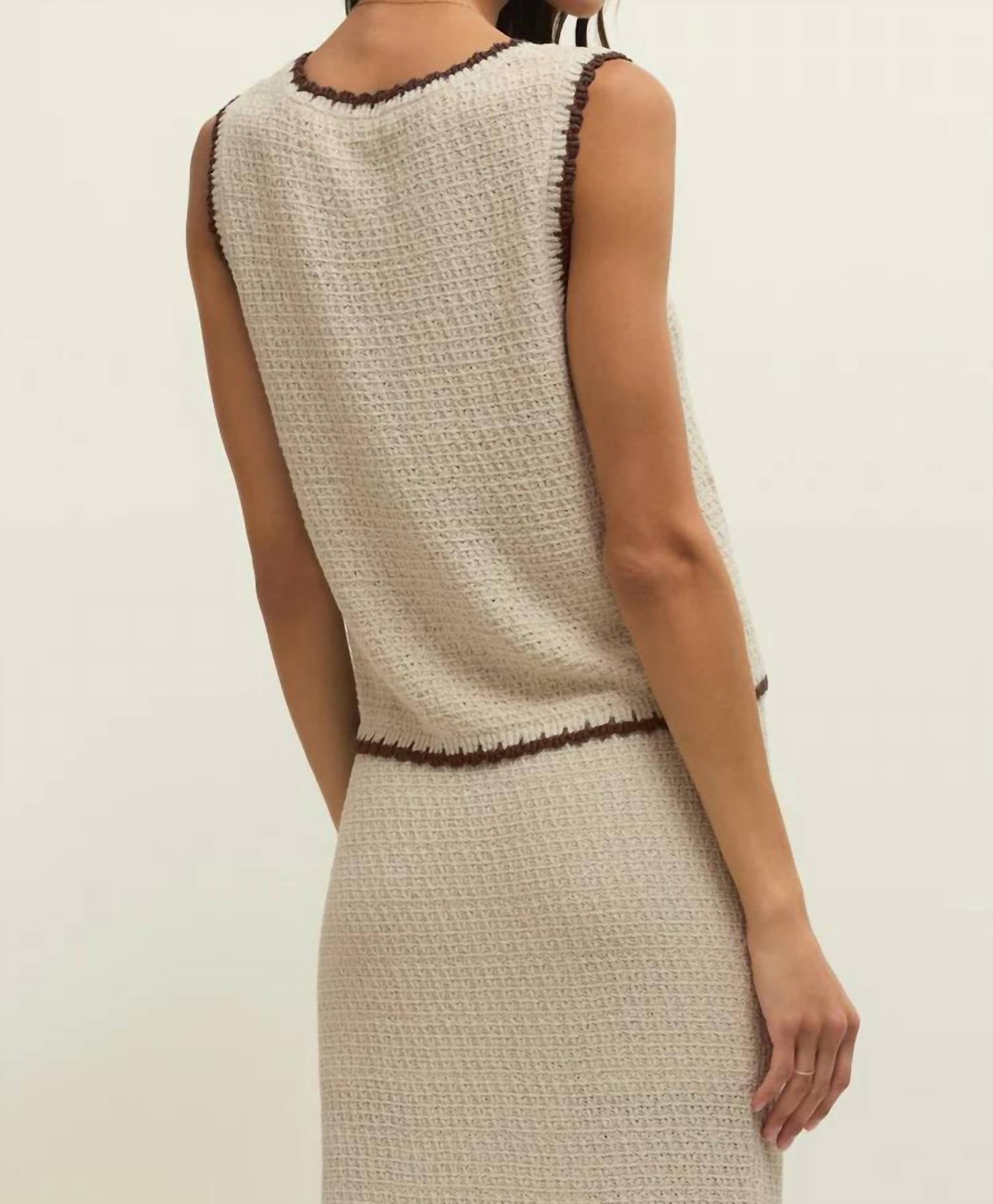 Z Supply Yessenia Whipstich Tank in linen - women's tank top - detail view