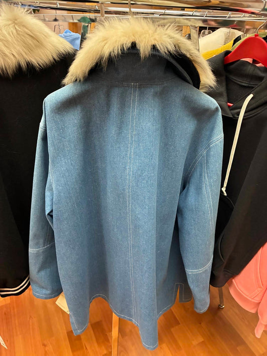 Myong Lim - Women's Jean Jacket With Fur Collar