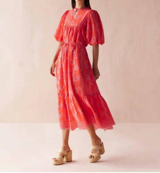 Omika - Vani Papaya Wren Midi Dress