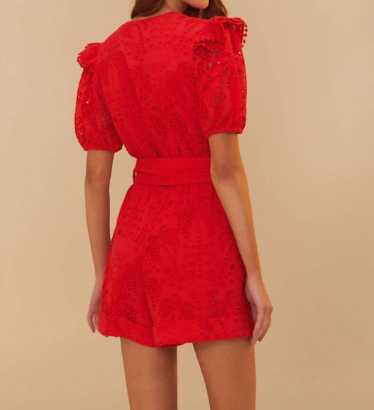 Farm Rio - Eyelet Puffed Sleeves Romper
