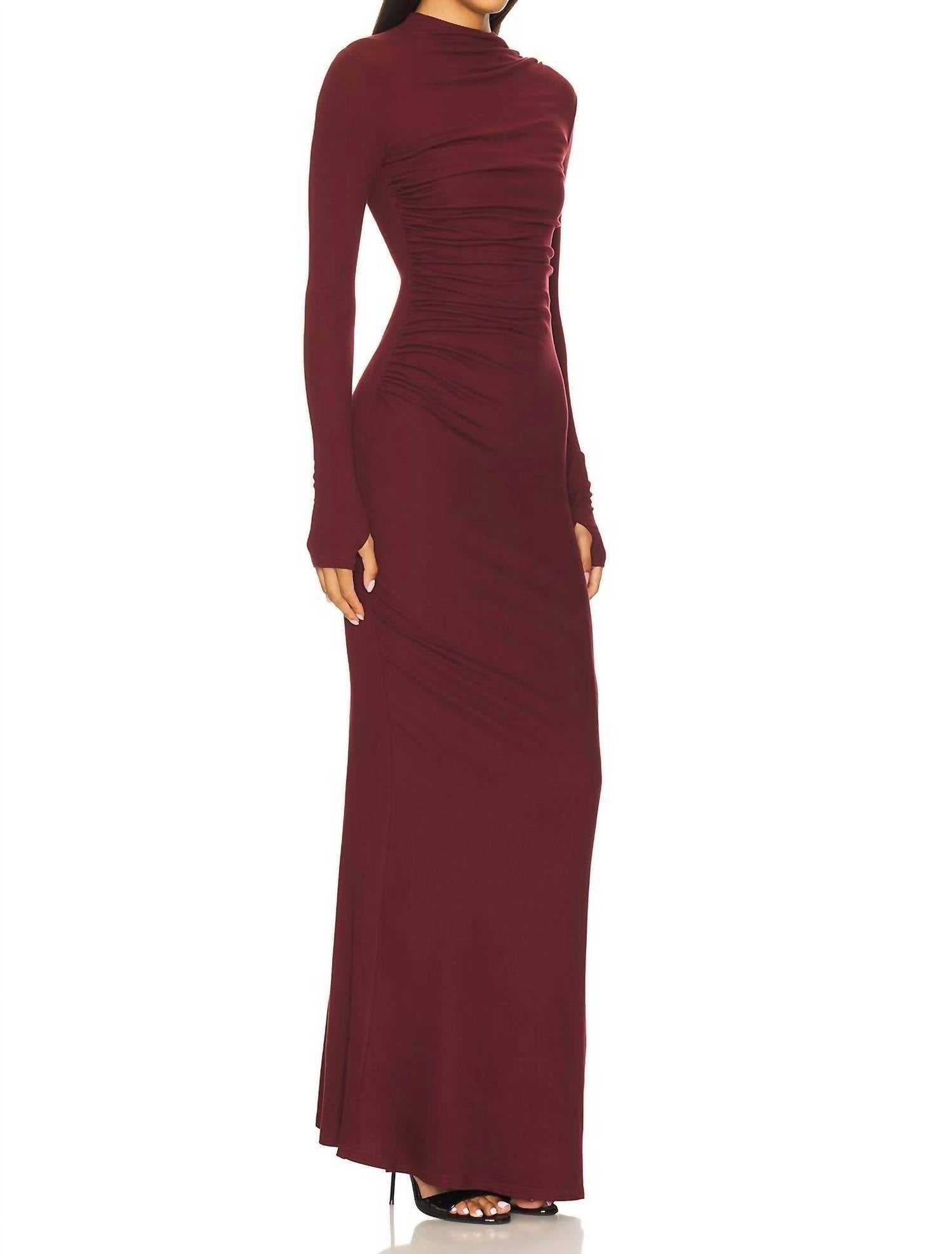 Seven Wonders Petra Sleeved Maxi Dress in wine - women's dress - detail view