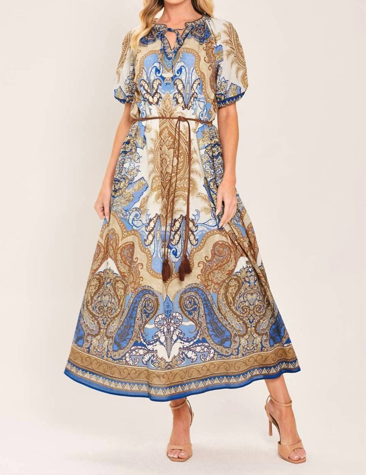 Flying Tomato - Women's Paisley Woven Midi Dress