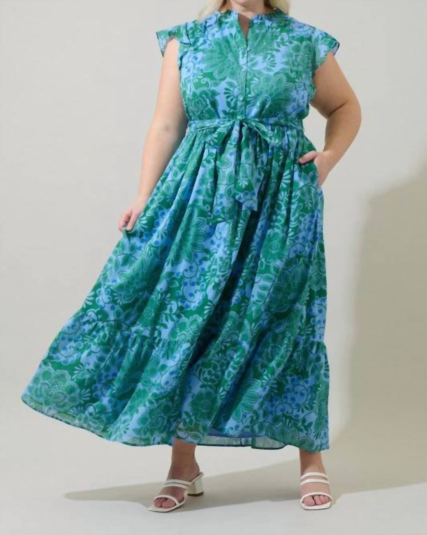 Sugarlips - Women's Tressa Floral Riah Button Down Maxi Dress