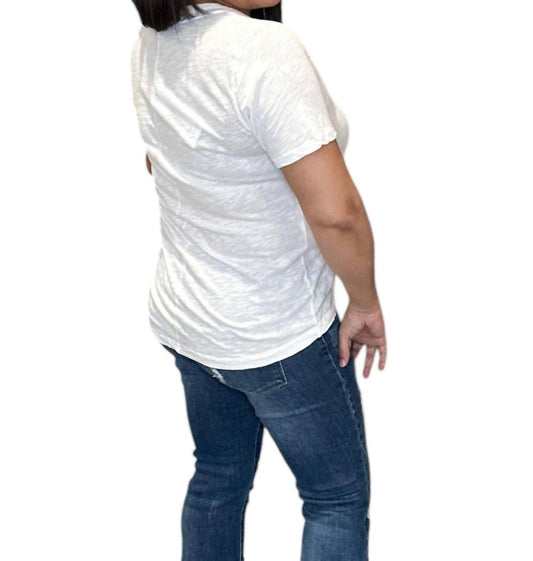 Bobi - Shoulder Seam V Neck Tee Shirt