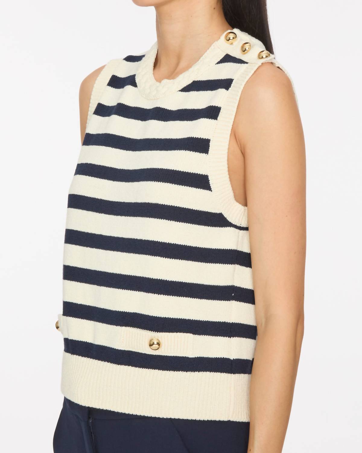 FRAME The Harbor Stripe Vest in navy multi - women's jacket - view 4