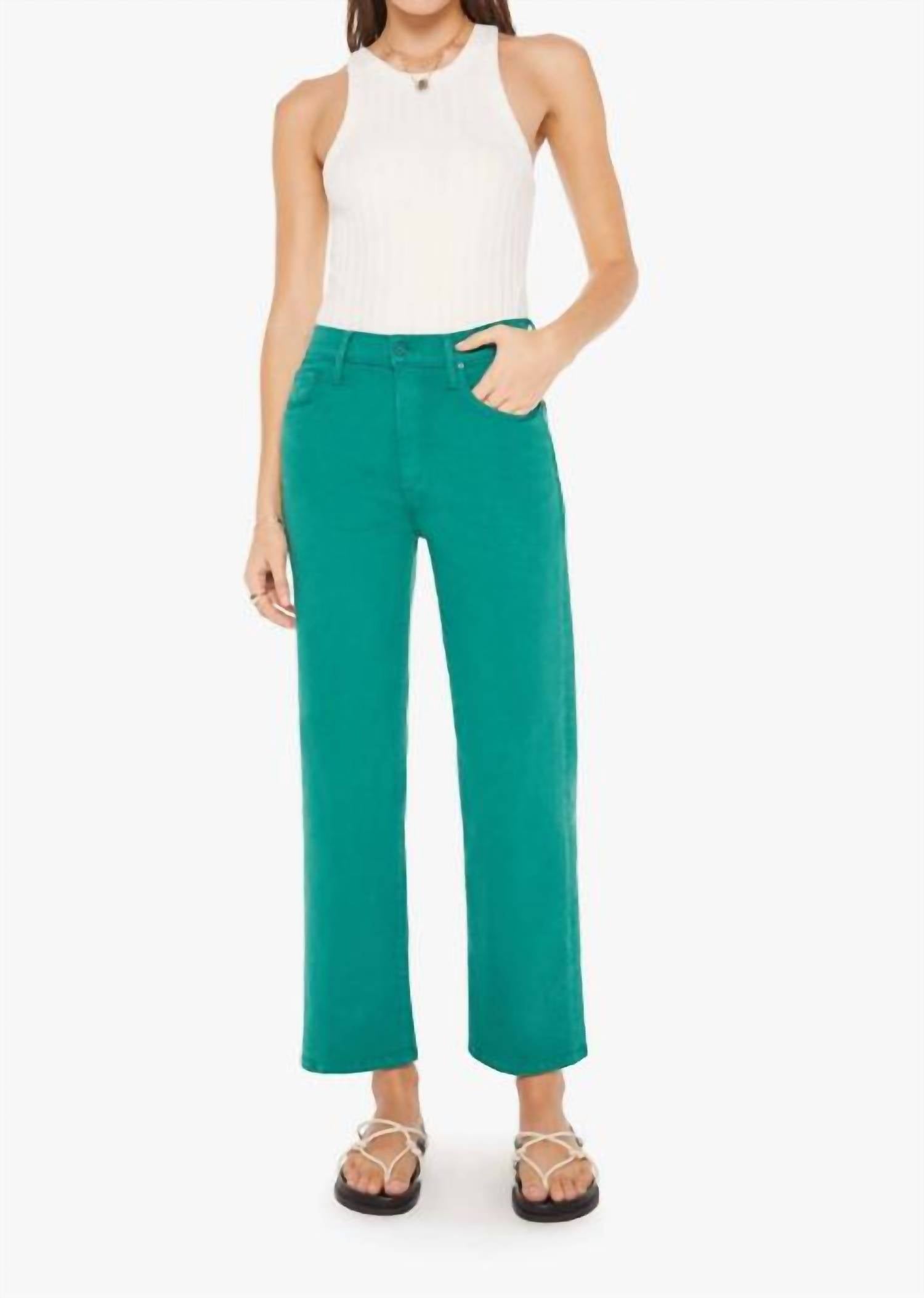 Mother Rambler Zip Ankle Jeans in teal green 1 - women's jeans