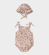 Mayoral - Girl's Two Piece Floral Sun Romper With Hat
