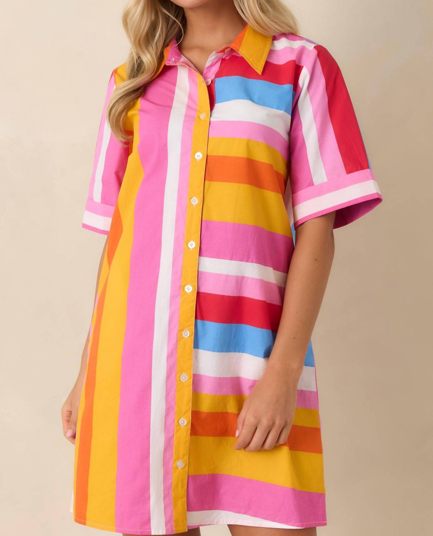 Thml - Short Sleeve Color Blocked Dress