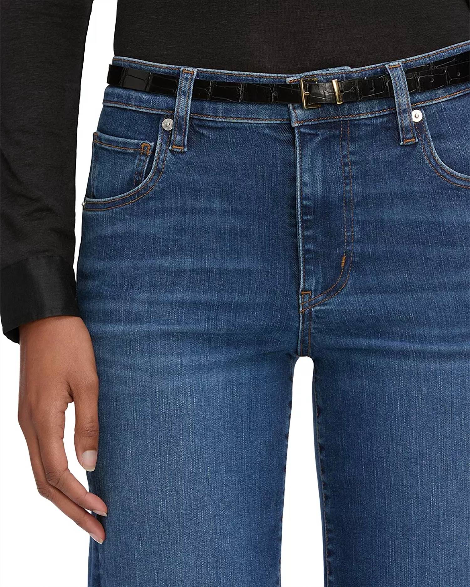 FRAME Mellow High Rise Slim Wide Leg Jeans in elixir raw after - women's jeans - view 5