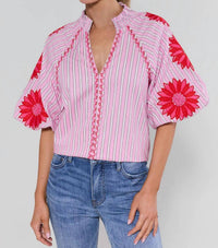Thml - V-Neck Floral Puff Sleeve Top