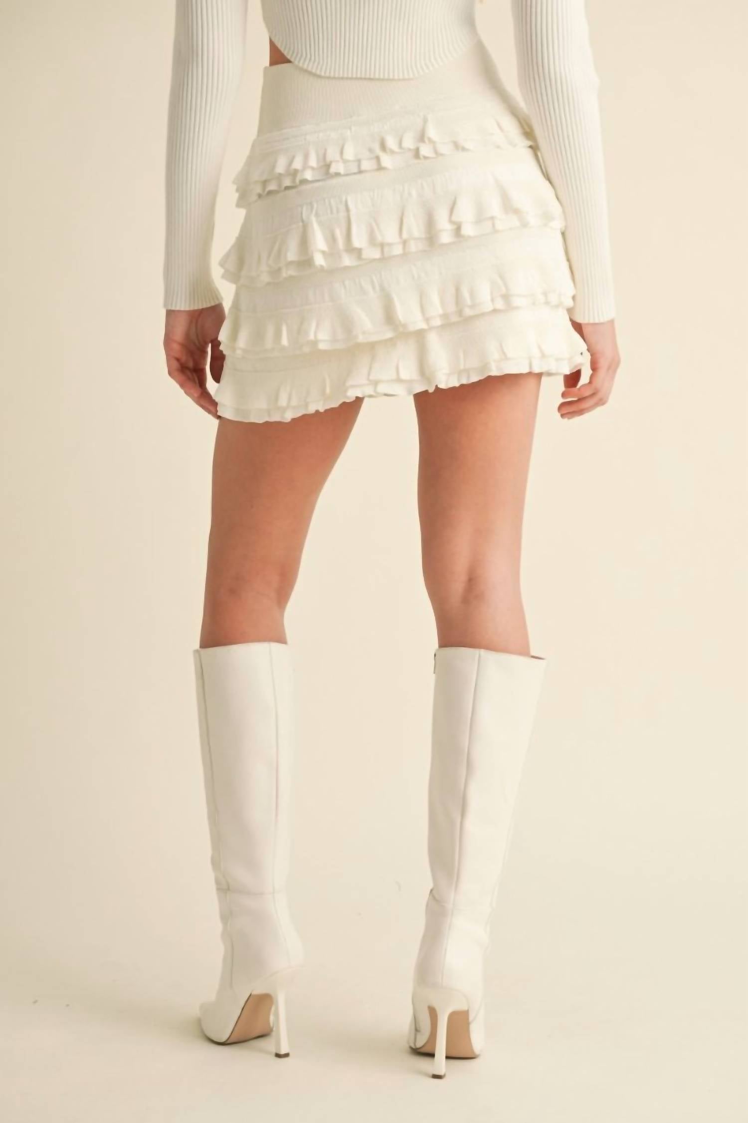 Mable - Lightweight Knit Ruffled Tiered Mini Skirt