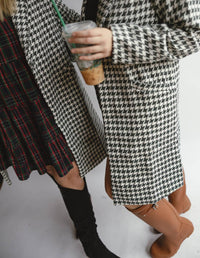 Skies Are Blue - Houndstooth Long Sleeve Coat