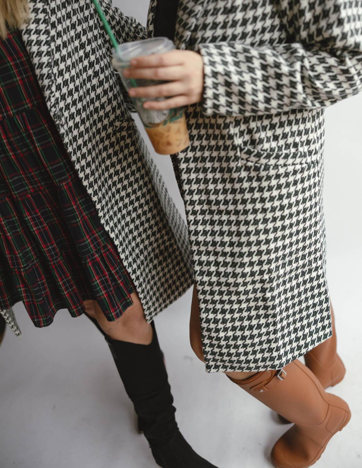 Skies Are Blue - Houndstooth Long Sleeve Coat