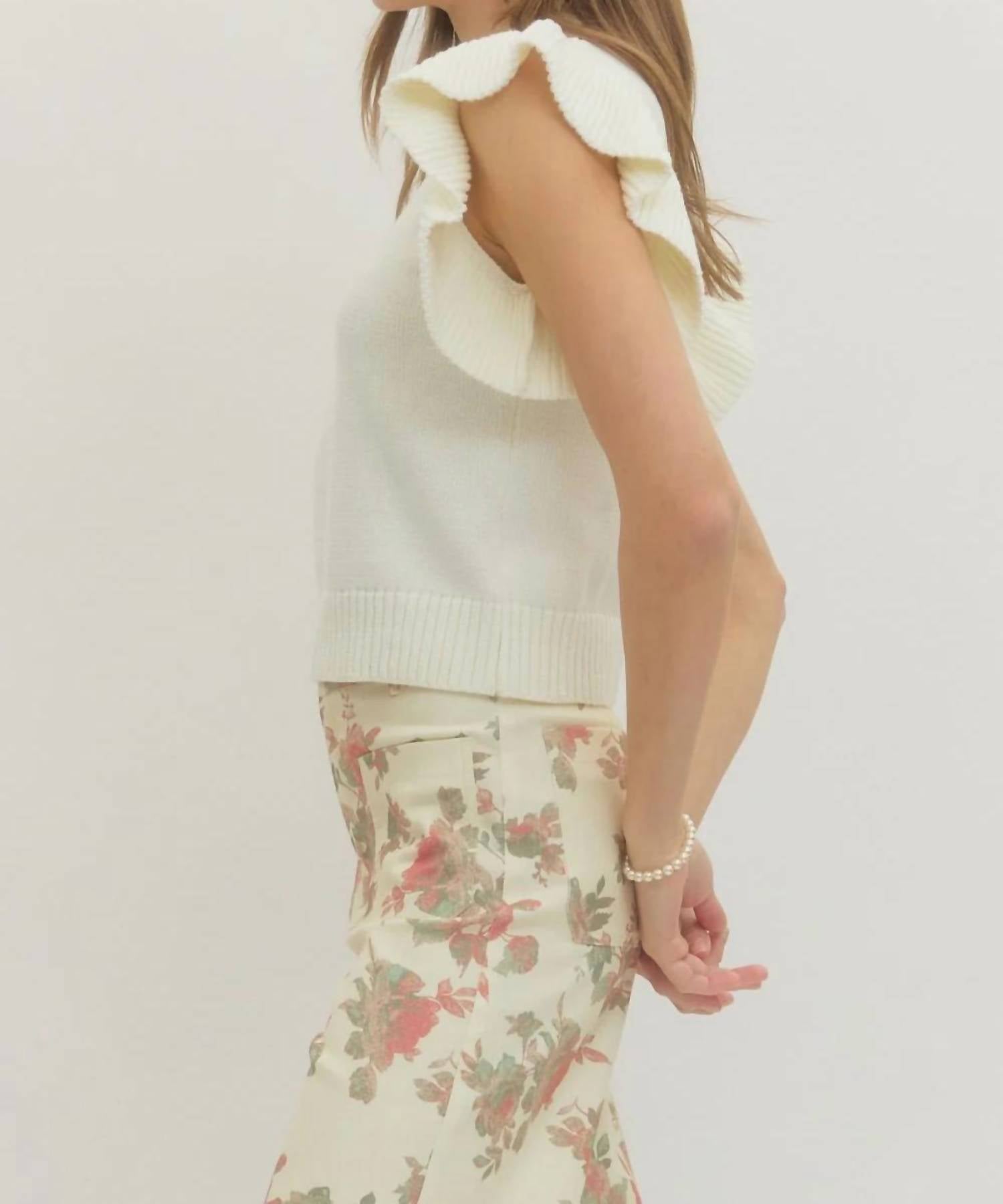 Entro - Lexi Ruffle Sleeve Knit Top