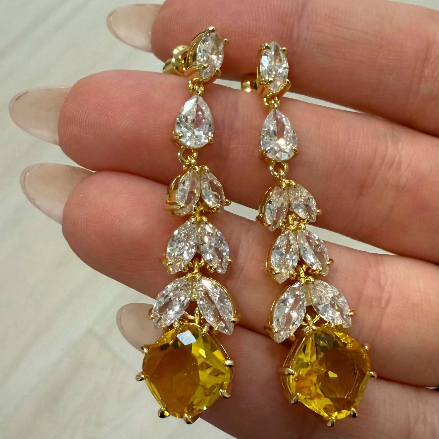 Sahira Jewelry Design - Women's Soleil Cubic Zirconia Drop Earring