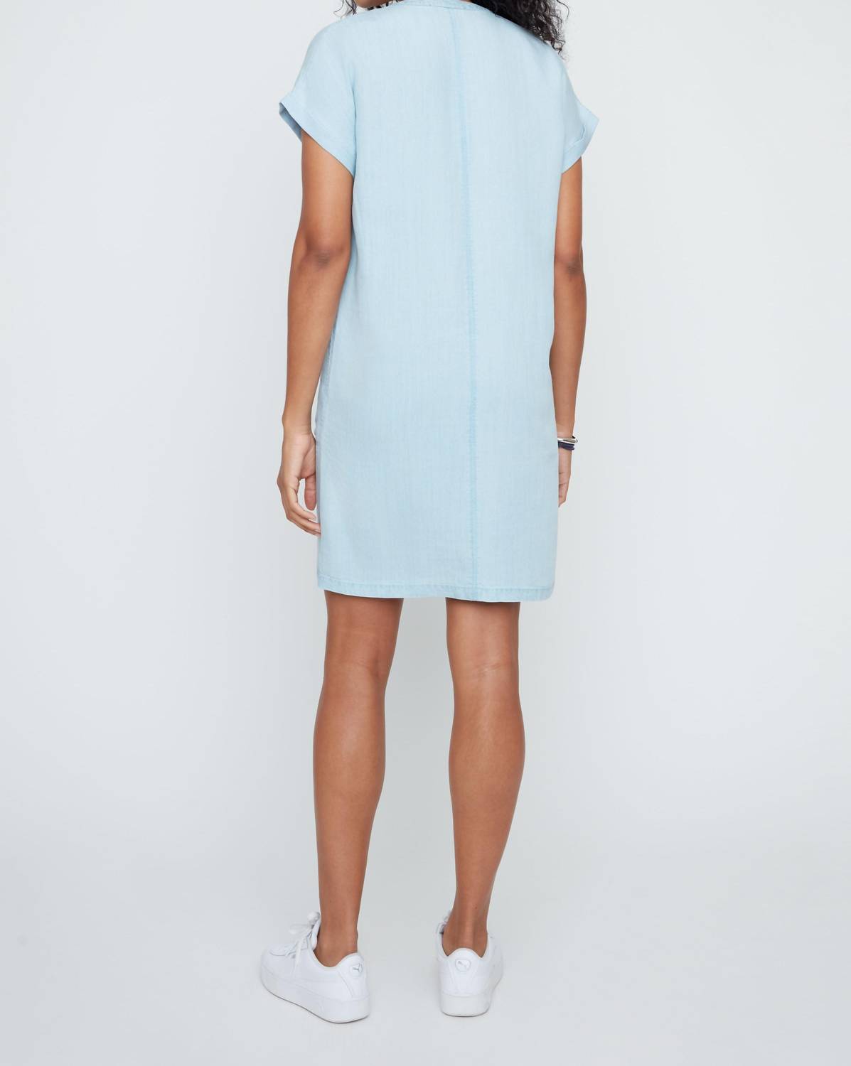 Renuar Soft Breeze Luxe Mini Dress in chambray - women's dress - detail view